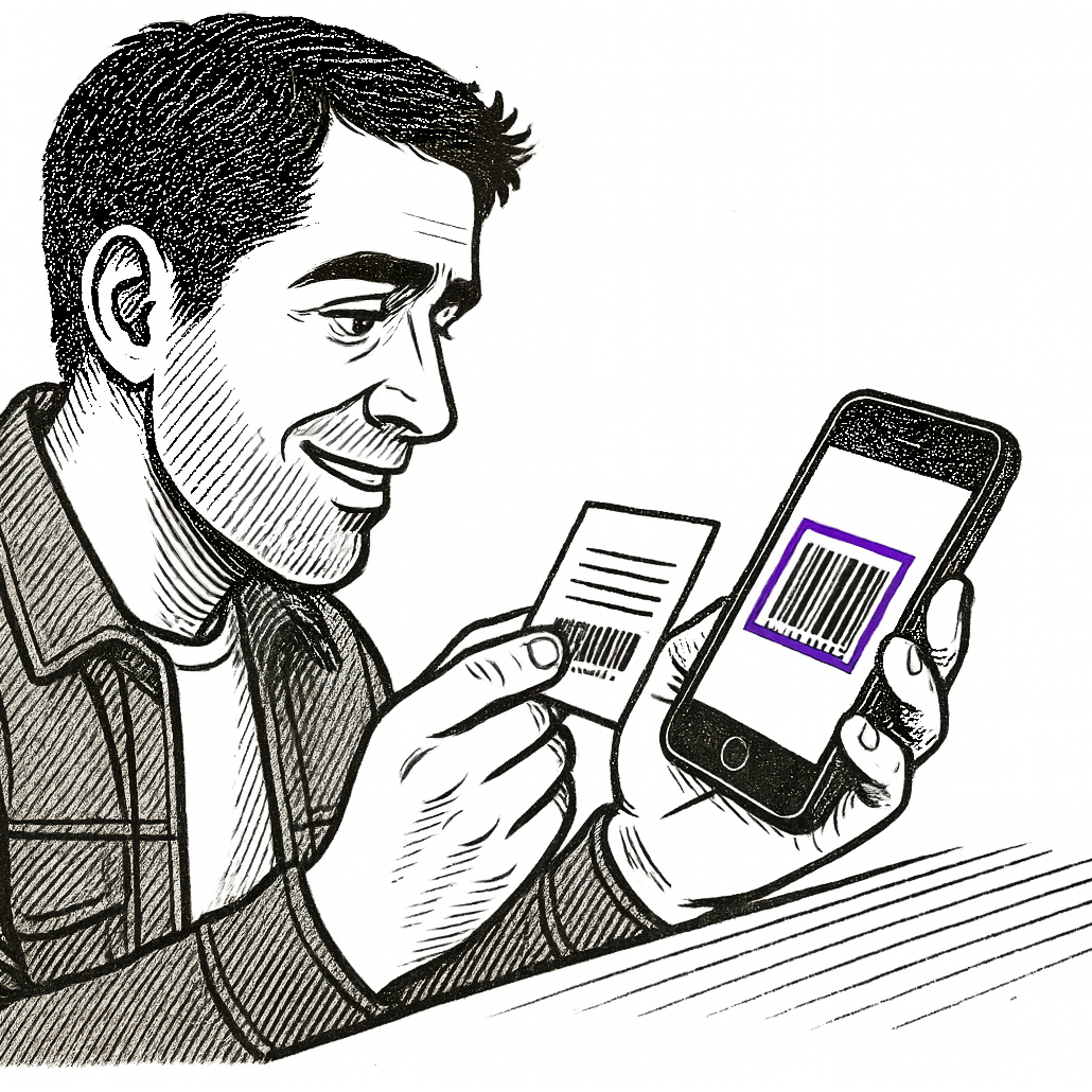 Illustration of Reward tactic – app screen prompting receipt scan