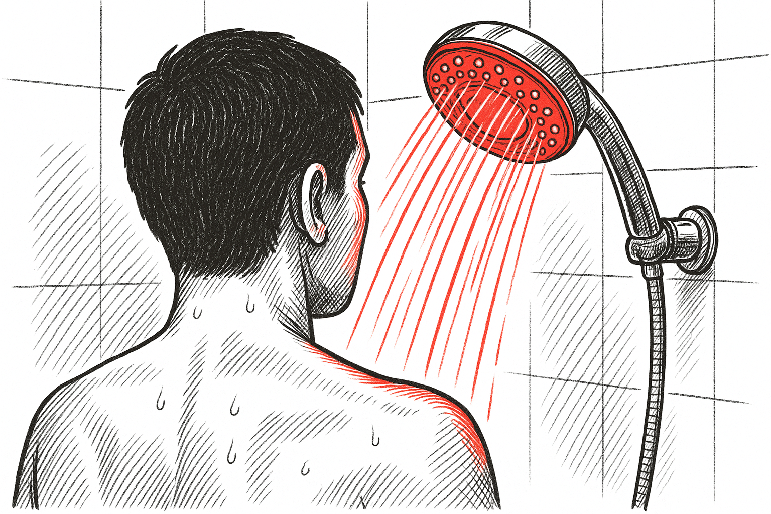 Illustration of Emotion Ping tactic – green vs red shower glow